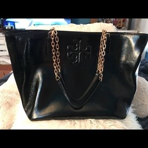 Tory Burch Black Patent Leather Tote